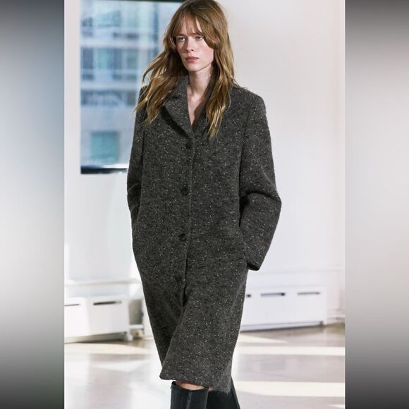 ZARA MANTECO WOOL BLEND BOUCLE COAT ZW COLLECTION Size M - Picture 8 of 12